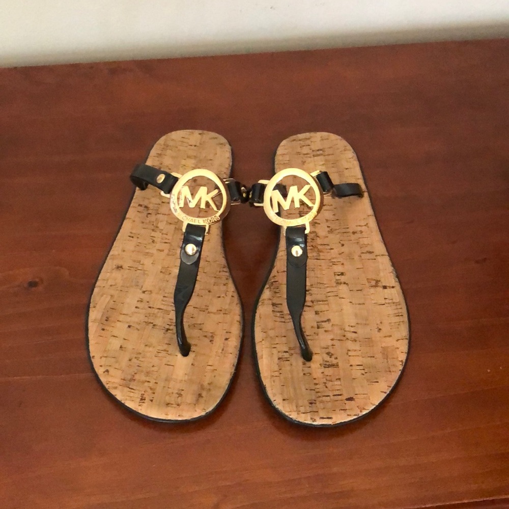 Michael kors black jelly cork sandal flip flops 8